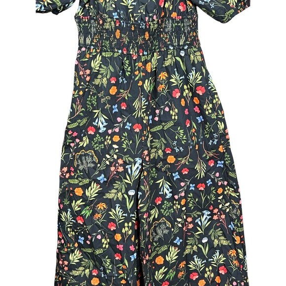 Anthropologie Jumpsuit‎ Hutch Poplin Forest Blue Botanical Floral Womens XSmall - Picture 4 of 15
